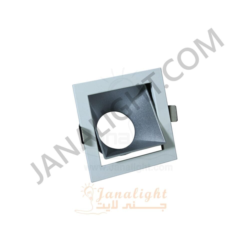 سبوت فارغ 7.5 مربع ابيض فضي مط Square White Matt Silver 7.5 SpotLight Frame